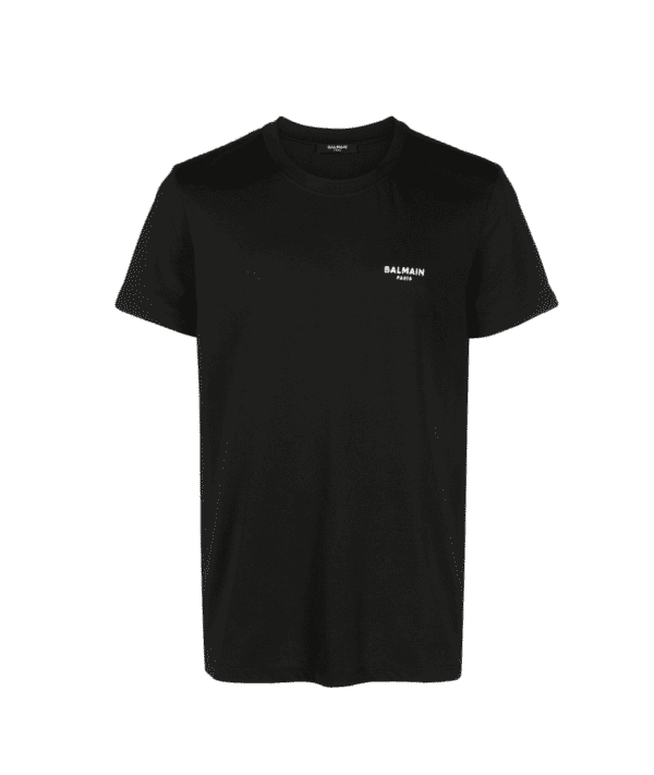 BALMAIN FLOCKED-LOGO COTTON T-SHIRT