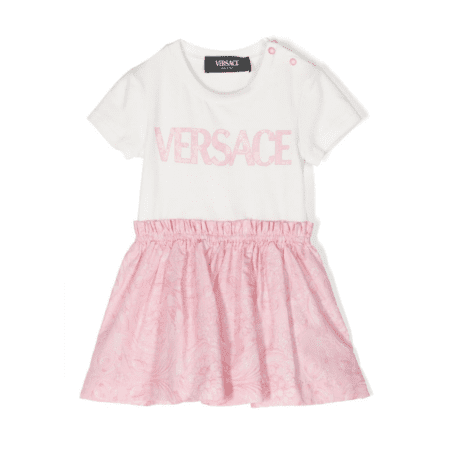 VERSACE KIDS LOGO-PRINT A-LINE DRESS