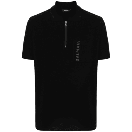 BALMAIN LOGO-LETTERING POLO SHIRT