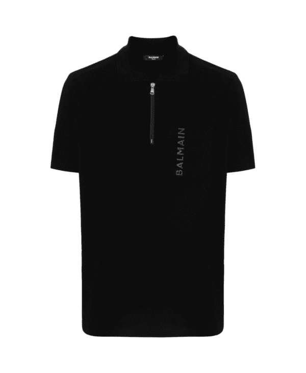 BALMAIN LOGO-LETTERING POLO SHIRT