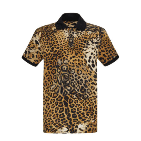 ROBERTO CAVALLI LEOPARD PRINT POLO T-SHIRT