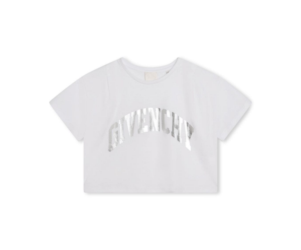 GIVENCHY KIDS LOGO-LETTERING COTTON CROPPED T-SHIRT