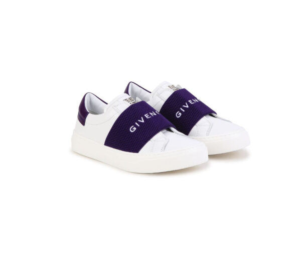 GIVENCHY KIDS LOGO-EMBROIDERED LEATHER SNEAKERS