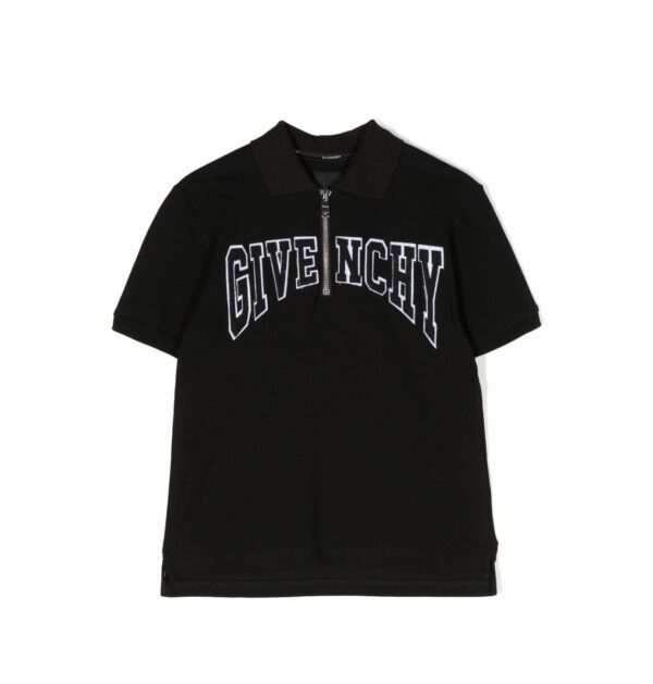 GIVENCHY KIDS EMBROIDERED-LOGO COTTON POLO SHIRT