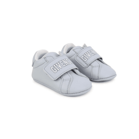 GIVENCHY KIDS LOGO-PRINT TOUCH-STRAP LEATHER SLIPPERS