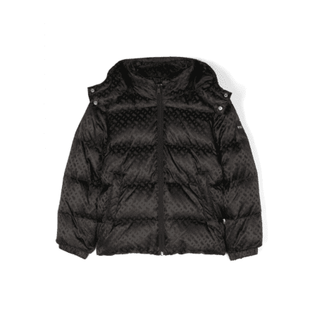 BOSS KIDSWEAR LOGO-PRINT PADDED HOODED JACKET