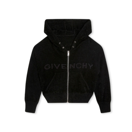 GIVENCHY KIDS INTARSIA-KNIT ZIP-UP HOODIE