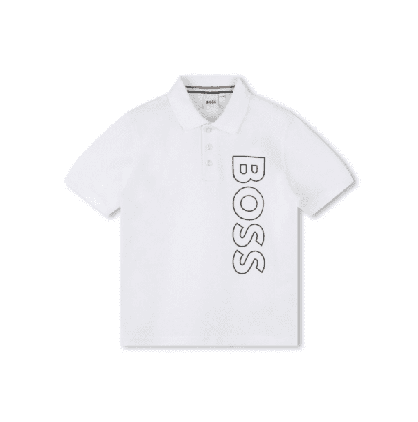 BOSS KIDSWEAR LOGO-PRINT PIQUÉ POLO SHIRT