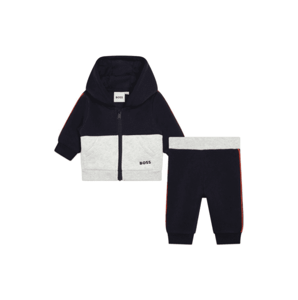 BOSS KIDSWEAR LOGO-EMBROIDERED COTTON-BLEND TRACKSUIT SET