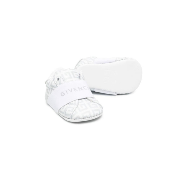 GIVENCHY KIDS LOGO-PRINT TOUCH-STRAP LEATHER SLIPPERS