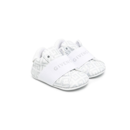 GIVENCHY KIDS LOGO-PRINT TOUCH-STRAP LEATHER SLIPPERS