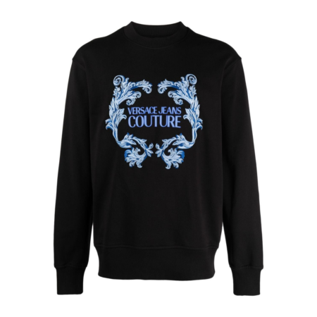VERSACE JEANS COUTURE EMBROIDERED-MOTIF COTTON SWEATSHIRT