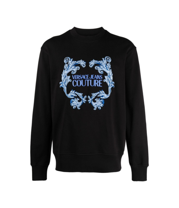 VERSACE JEANS COUTURE EMBROIDERED-MOTIF COTTON SWEATSHIRT