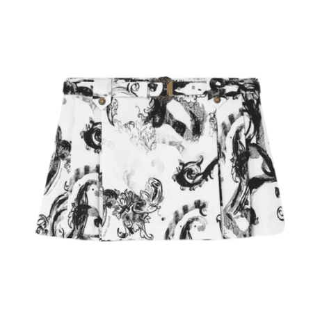 VERSACE JEANS COUTURE WATERCOLOR COUTURE PLEATED MINI SKIRT