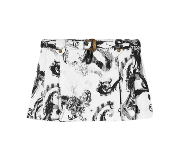 VERSACE JEANS COUTURE WATERCOLOR COUTURE PLEATED MINI SKIRT