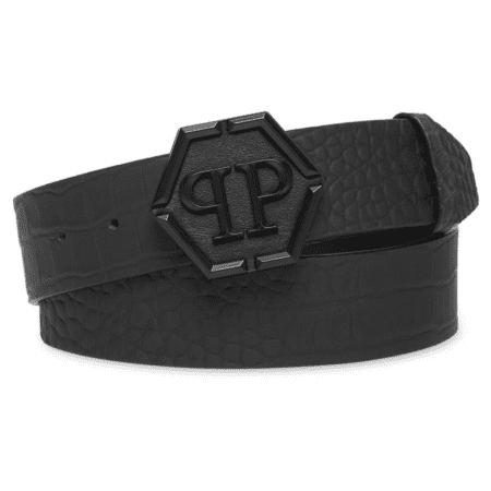 PHILIPP PLEIN HEXAGON-BUCKLE CROCODILE-EFFECT BELT