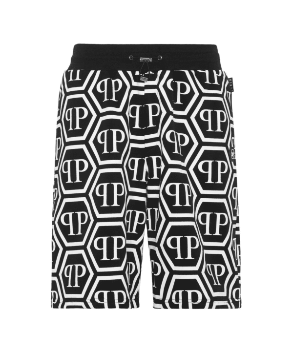 PHILIPP PLEIN MONOGRAM DRAWSTRING TRACK SHORTS