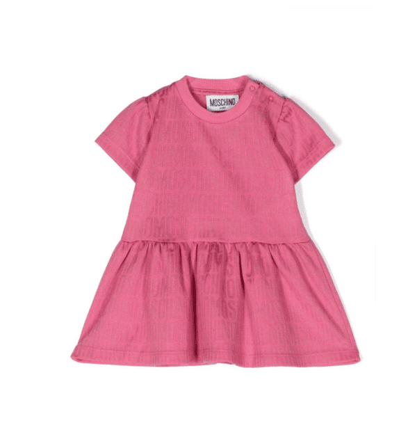 MOSCHINO KIDS LOGO-JACQUARD FLARED DRESS