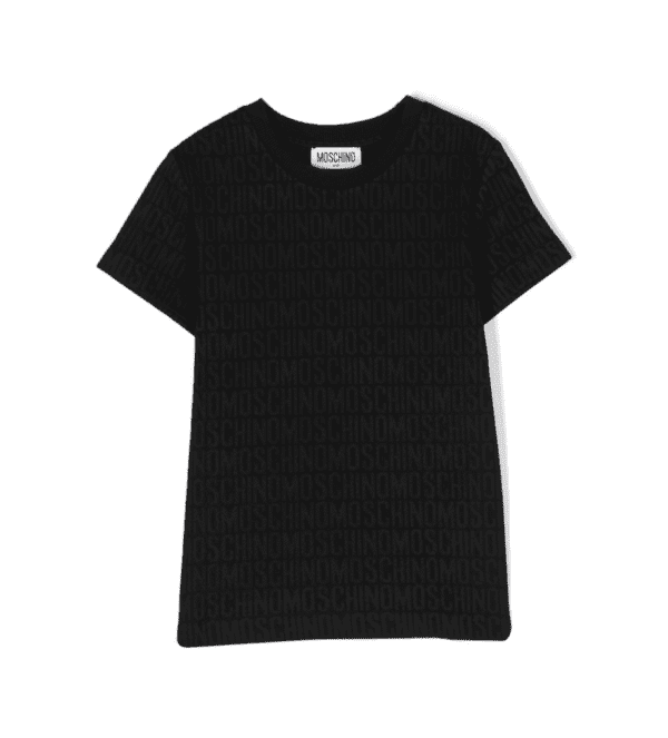 MOSCHINO KIDS LOGO-JACQUARD RIBBED T-SHIRT