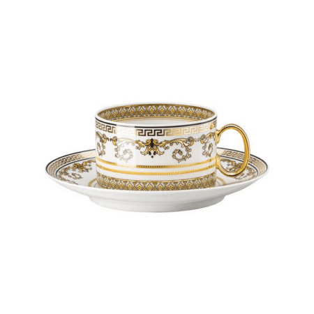 VERSACE VIRTUS GALA WHITE SAUCER & TEA CUP