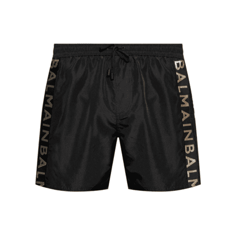 BALMAIN LOGO-PRINT SWIM SHORTS