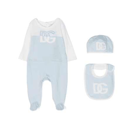 DOLCE & GABBANA KIDS LOGO-PATCH COTTON BABYGROW SET