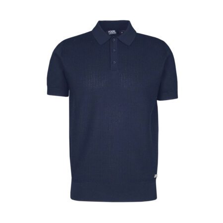 Karl Lagerfeld navy blue polo shirt with a classic design and logo on the chest, available at Lestyle. A stylish and comfortable choice for casual wear.