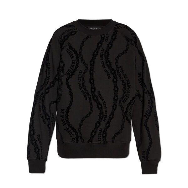 Versace Jeans Couture black logo sweatshirt with a bold print available at Lestyle Boutique Melbourne A stylish and comfortable choice for casual wear
