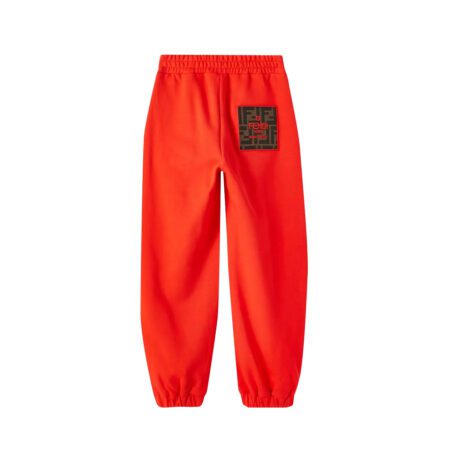 Fendi Kids red logo patch cotton sweatpants, available at Lestyle Boutique Melbourne. A comfortable and stylish choice for casual wear.