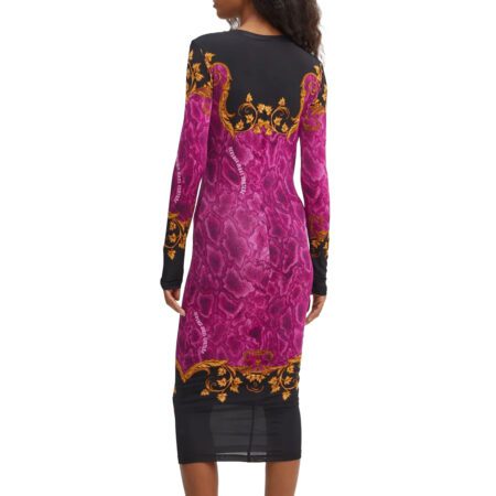 Versace Jeans Couture pink fitted midi dress, available at Lestyle Boutique Melbourne. A stylish and elegant choice for formal and casual occasions.