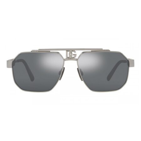 Dolce & Gabbana DG2294 gunmetal square sunglasses with silver mirrored lenses, available at Lestyle Boutique Melbourne. A sleek and sophisticated choice for any occasion.