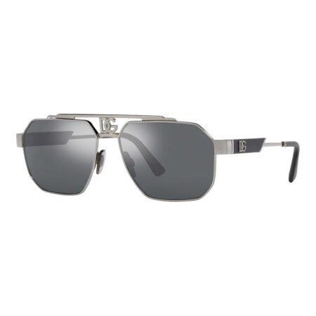 Dolce & Gabbana DG2294 gunmetal square sunglasses with silver mirrored lenses, available at Lestyle Boutique Melbourne. A sleek and sophisticated choice for any occasion.