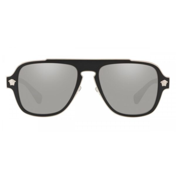 Versace VE2199 matte black shield sunglasses with grey mirrored lenses available at Lestyle Boutique Melbourne A bold and fashionable choice for any occasion