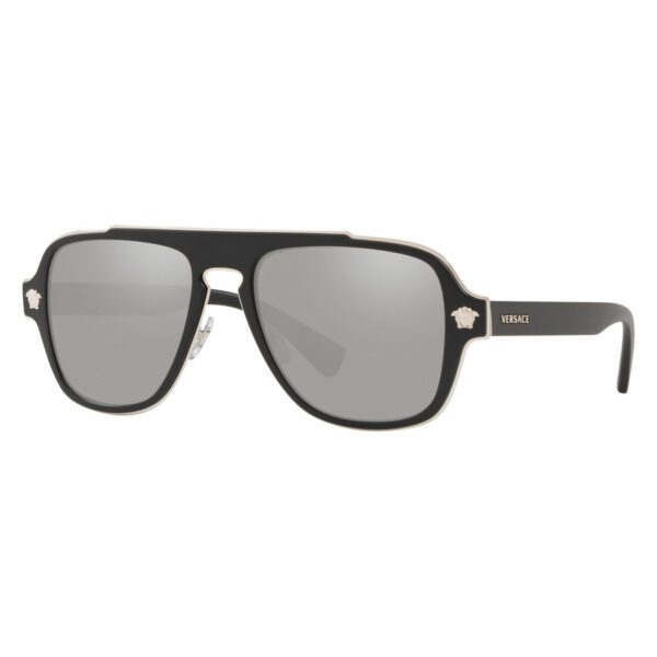 Versace VE2199 matte black shield sunglasses with grey mirrored lenses available at Lestyle Boutique Melbourne A bold and fashionable choice for any occasion