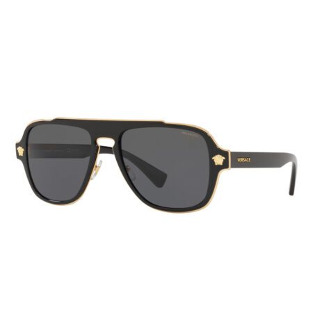 Versace VE2199 black polarized shield sunglasses with grey lenses, available at Lestyle Boutique Melbourne. A stylish and functional accessory for sunny days.