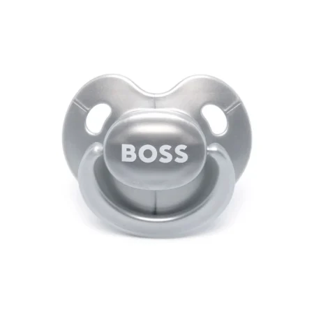 BOSS Kidswear logo-print dummy in grey with easy-grip handle, available at Lestyle Boutique Melbourne.