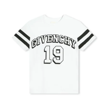 Givenchy Kids logo-embroidered organic cotton T-shirt in white with sporty style, available at Lestyle Boutique Melbourne.