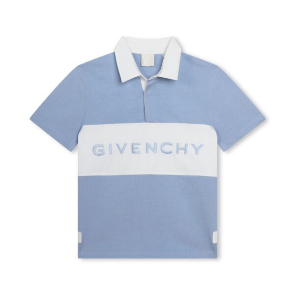 Blue and white Givenchy Kids two tone polo shirt with an embroidered logo available at Lestyle Boutique Melbourne