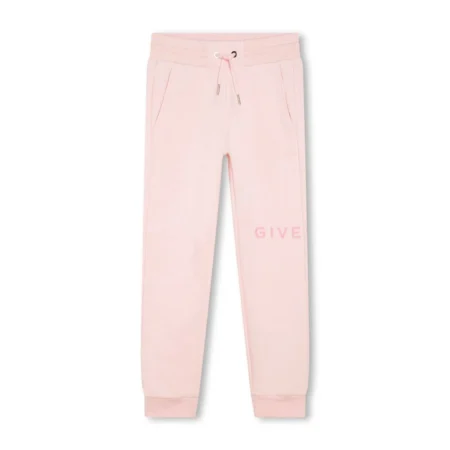 Givenchy Kids pink logo-print fleece track pants, featuring a tapered leg and ribbed cuffs, available at Lestyle Boutique Melbourne.