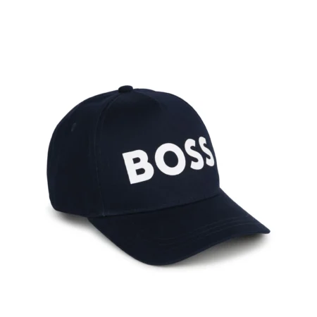 BOSS Kidswear logo-print cotton cap in navy with adjustable strap, available at Lestyle Boutique Melbourne.