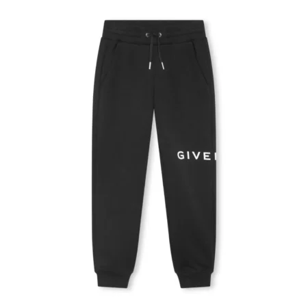 Givenchy Kids black 4G-print track pants featuring a signature logo print and tapered leg design, available at Lestyle Boutique Melbourne.