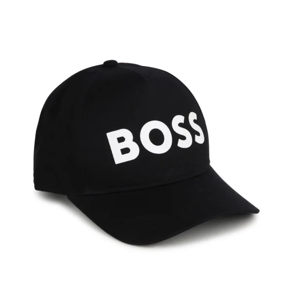 BOSS Kidswear logo print baseball cap in black with adjustable strap available at Lestyle Boutique Melbourne