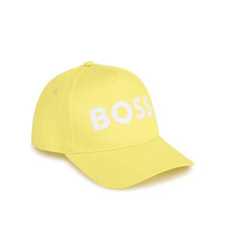 BOSS Kidswear logo-print cotton cap in yellow with adjustable strap, available at Lestyle Boutique Melbourne.