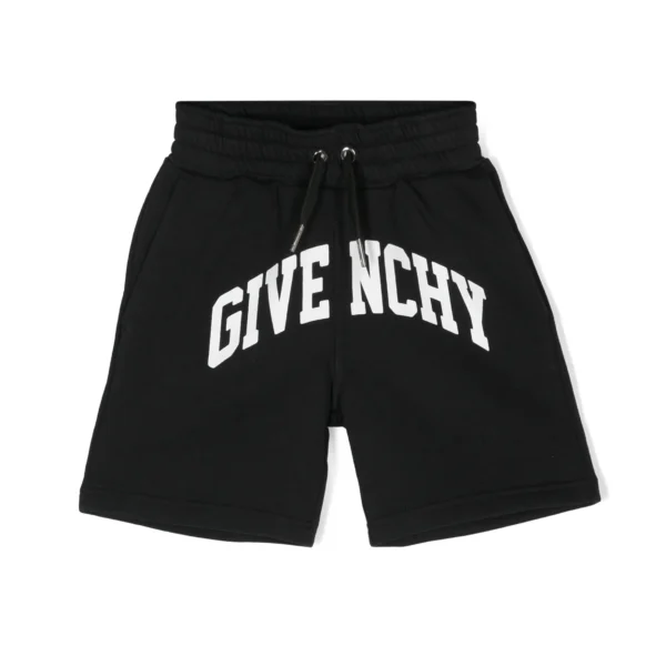 Black Givenchy Kids logo print track shorts with an elasticated waistband available at Lestyle Boutique Melbourne
