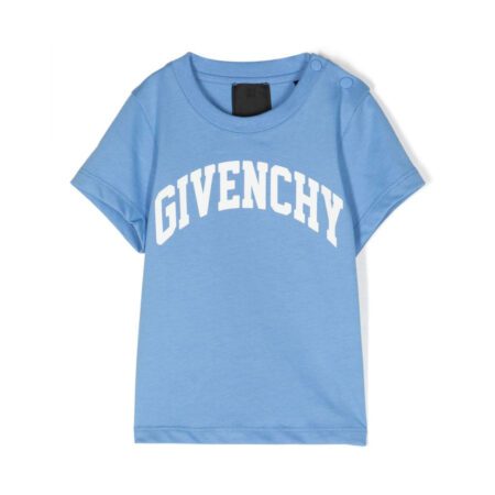 Givenchy Kids light blue T-shirt with a white logo, available at Lestyle Boutique.
