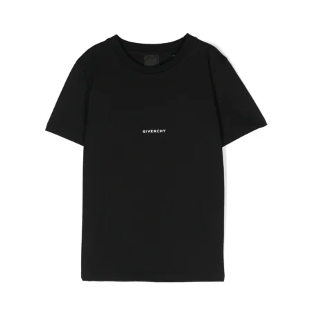 Givenchy Kids logo-print cotton T-shirt in black with a minimalist logo, available at Lestyle Boutique Melbourne.