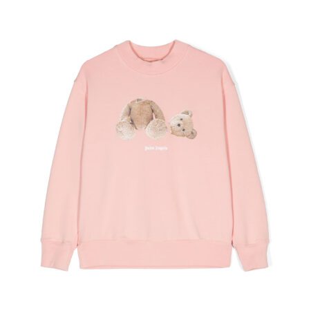 Palm Angels Kids Broken Bear sweatshirt in pink featuring the playful broken bear print, available at Lestyle Boutique Melbourne.