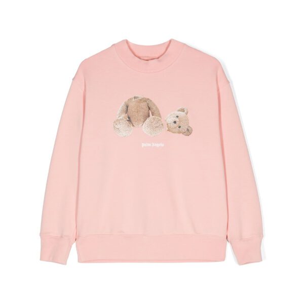 Palm Angels Kids Broken Bear sweatshirt in pink featuring the playful broken bear print available at Lestyle Boutique Melbourne