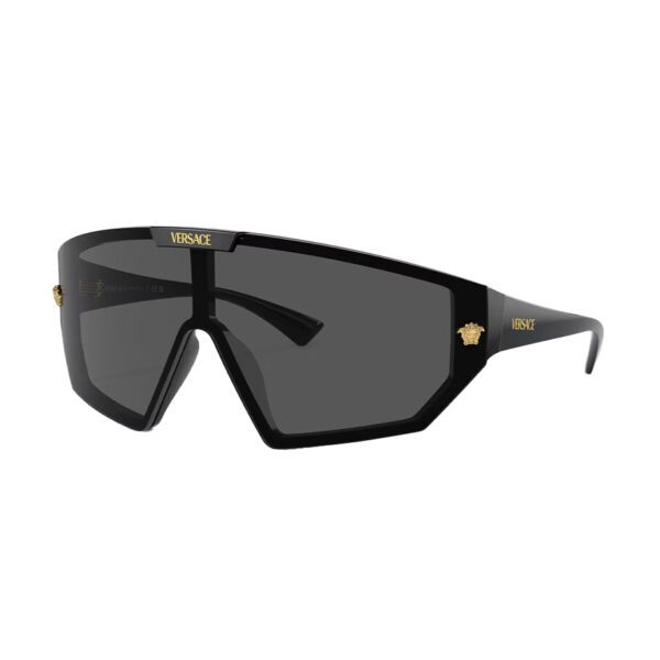Versace Medusa Horizon black shield sunglasses with interchangeable grey and golden lenses available at Lestyle Boutique Melbourne A bold and versatile accessory for any occasion
