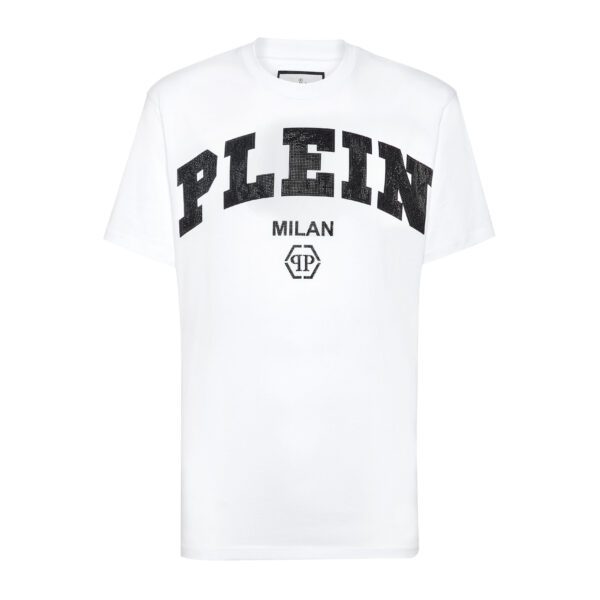 Philipp Plein white T shirt with PLEIN MILAN logo available at Lestyle Boutique